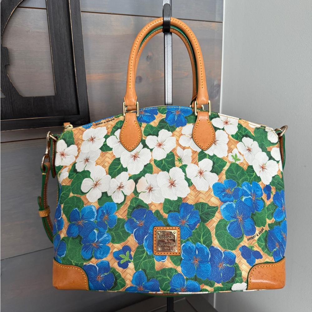 Dooney & Bourke Blue and Green Floral Satchel